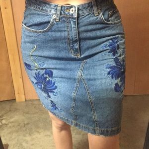 Vintage Express 🇺🇸 Embroidered Denim Skirt